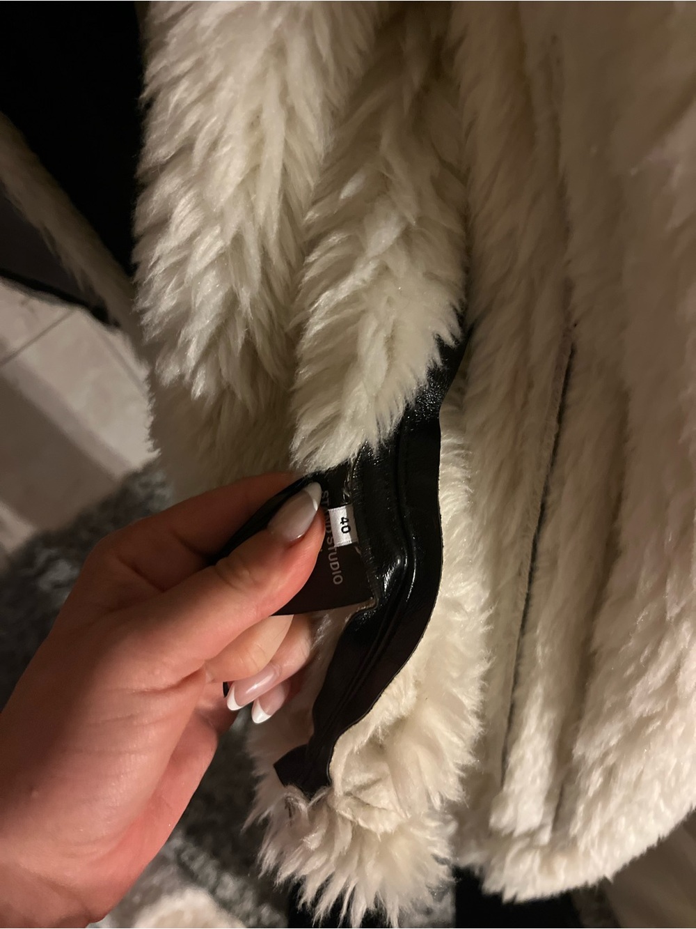 Stand Studio Black Jacket with Cream Faux Shearling Collar - Picture 3 of 8